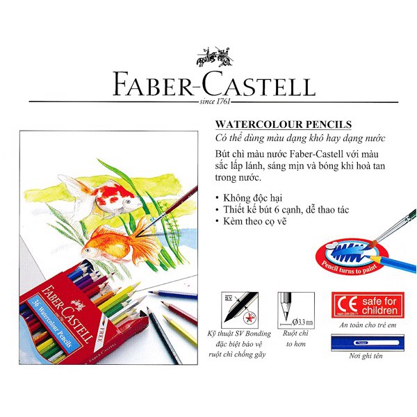 Chì Màu Nước Parrot 12 Màu Ngắn -🍁SALE GIÁ GỐC🍁- Chính hãng Faber-Castell