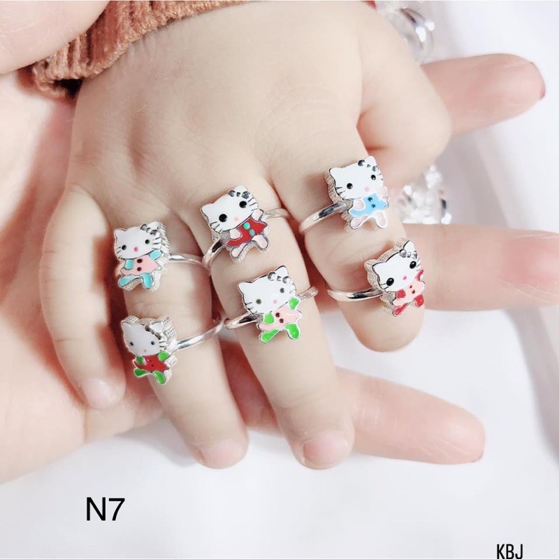 nhẫn bạc cho bé - nhẫn mèo kitty bạc 925