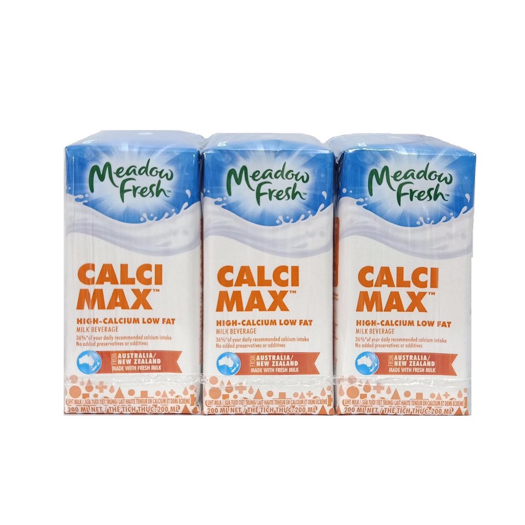 Combo 4 Lốc Sữa Tươi Meadow Fresh CANXI 200ml (Lốc 3 hộp)