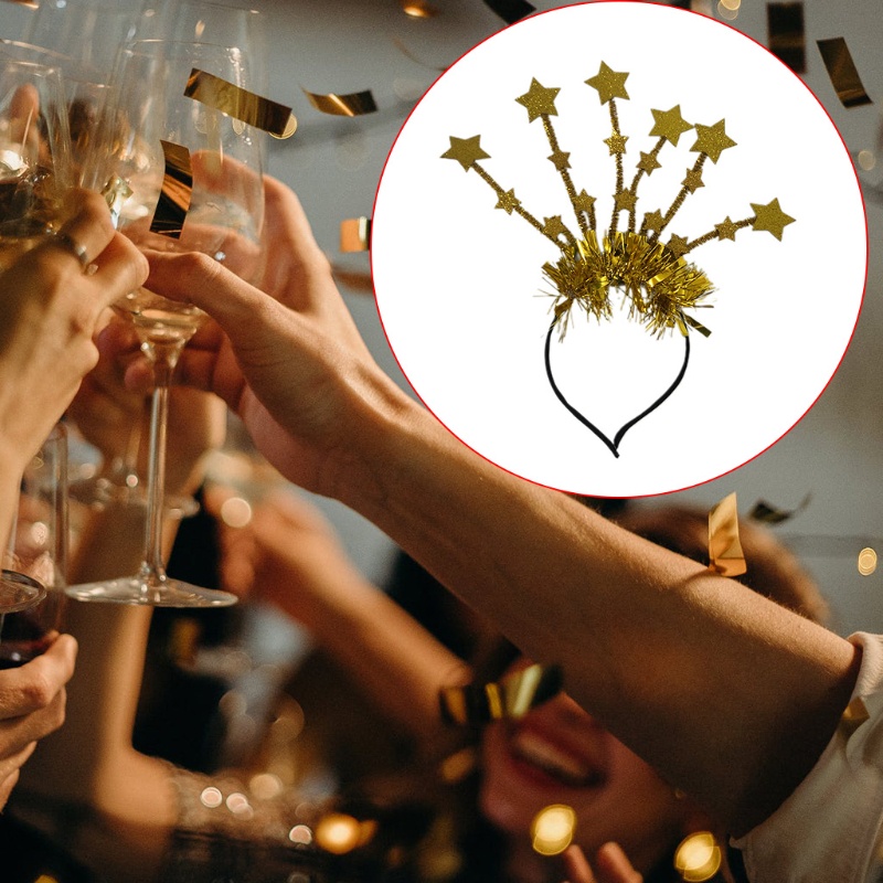 Băng Đô Cài Tóc Hình Ngôi Sao Năm Mới Đính Kim Tuyến Lấp Lánh