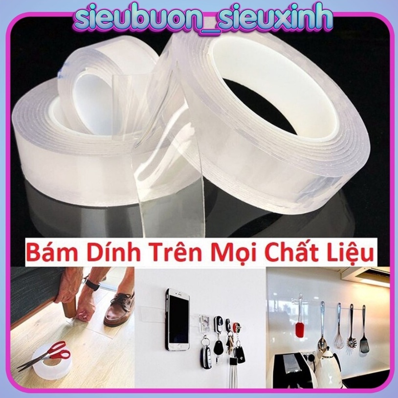 3m Băng Dính keo 2 Mặt Đa Năng Trong Suốt Hot Tiktok độ dày 1mm, 2mm