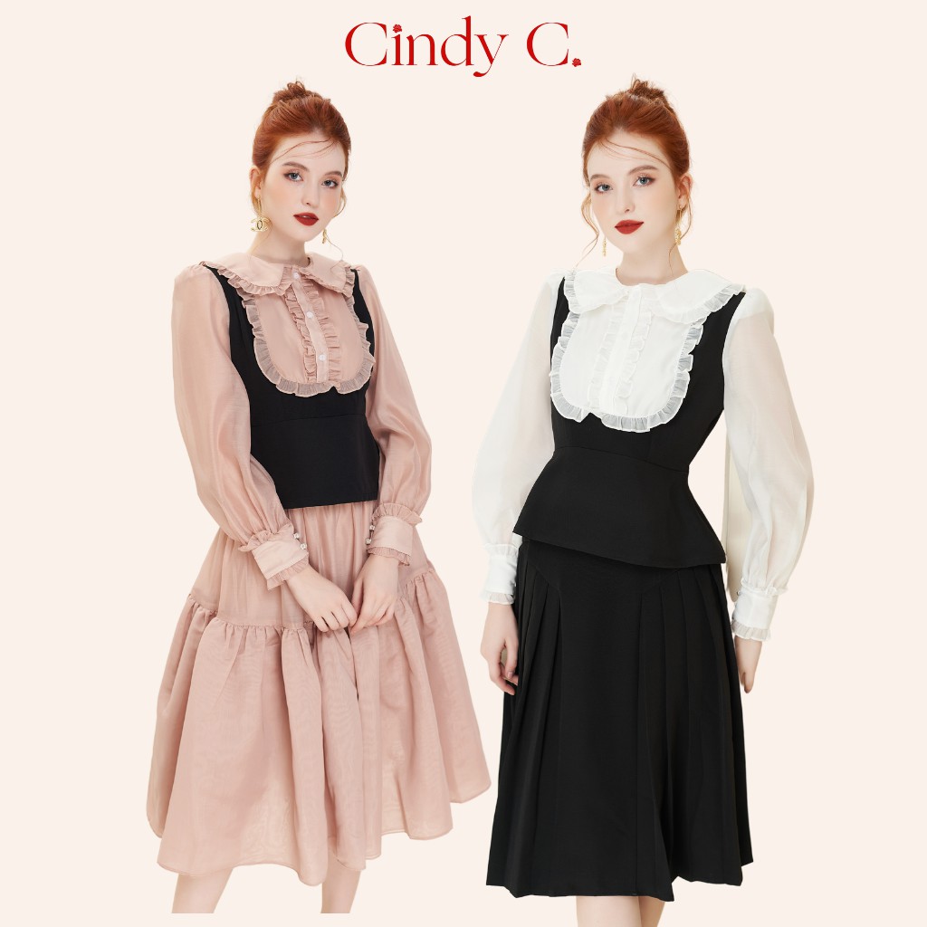Áo kiểu nữ Chickadee CINDY C chất liệu Tuytsi thiết kế sang chảnh 731