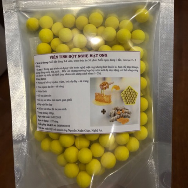 100gr Viên Tinh Bột Nghệ Mật Ong Thơm Ngon, Bao Chất Lượng, Bao Hiệu Quả