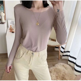 Áo thun dài tay mỏng cổ tròn thu đông