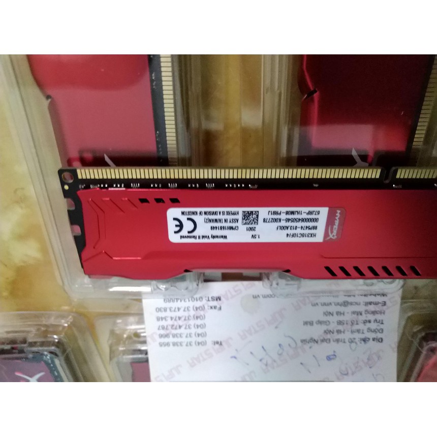 Bộ nhớ máy tính Ram HyperX Fury Red 4GB DDR3 Bus 1600Mhz