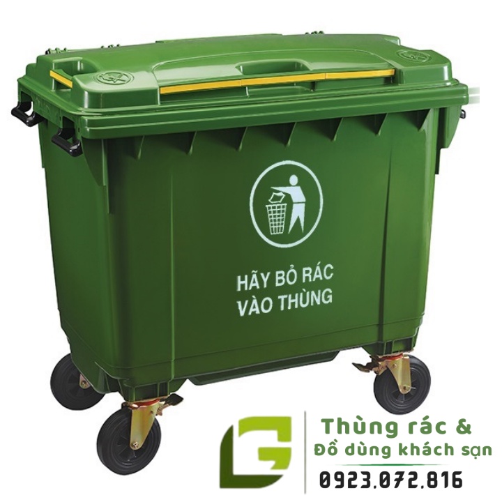 Thùng rác công cộng xanh lá 660L