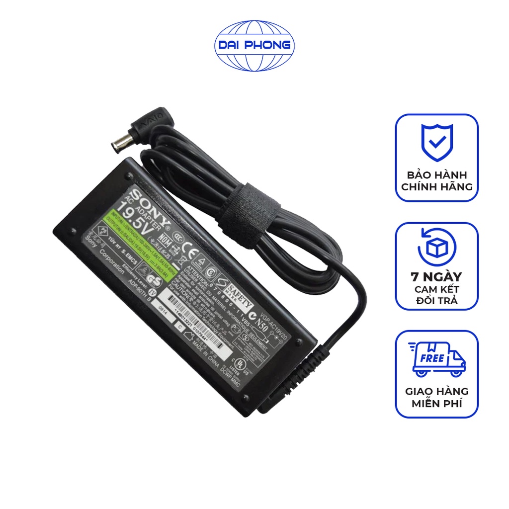 Bộ sạc Laptop Sony Vaio 19.5V - 4.7A tặng kèm dây nguồn Chính hãng mới 100% L88