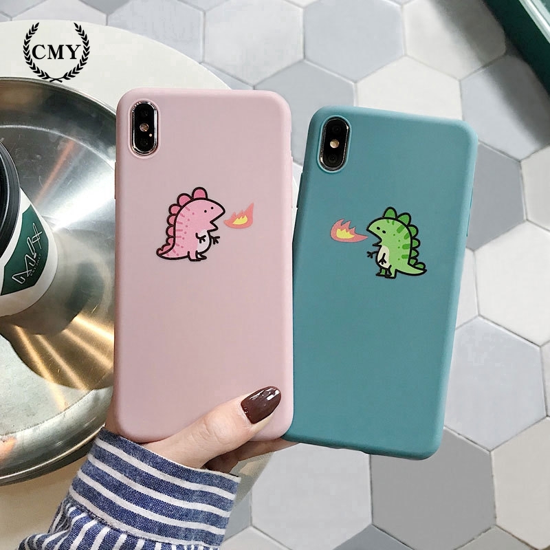 ốp iphone 11 Ốp điện thoại in họa tiết khủng long phun lửa cho iPhone11/11Pro 11pro Max X XR XS XS MAX 6 7 8 plus SE