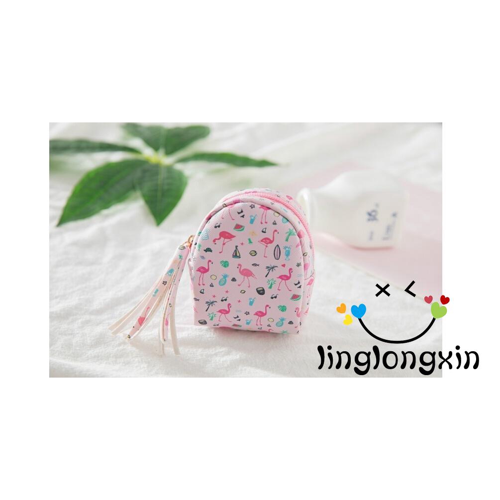 Túi Mini Đựng Tiền Xu Họa Tiết Hồng Hạc Dễ Thương Cho Nữ