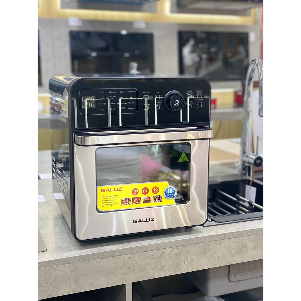 Nồi Chiên Không Dầu Galuz GLA 1518 – Dung Tích 15L – 16 Chức Năng, Hàng chính hãng, Bảo hành 18 tháng