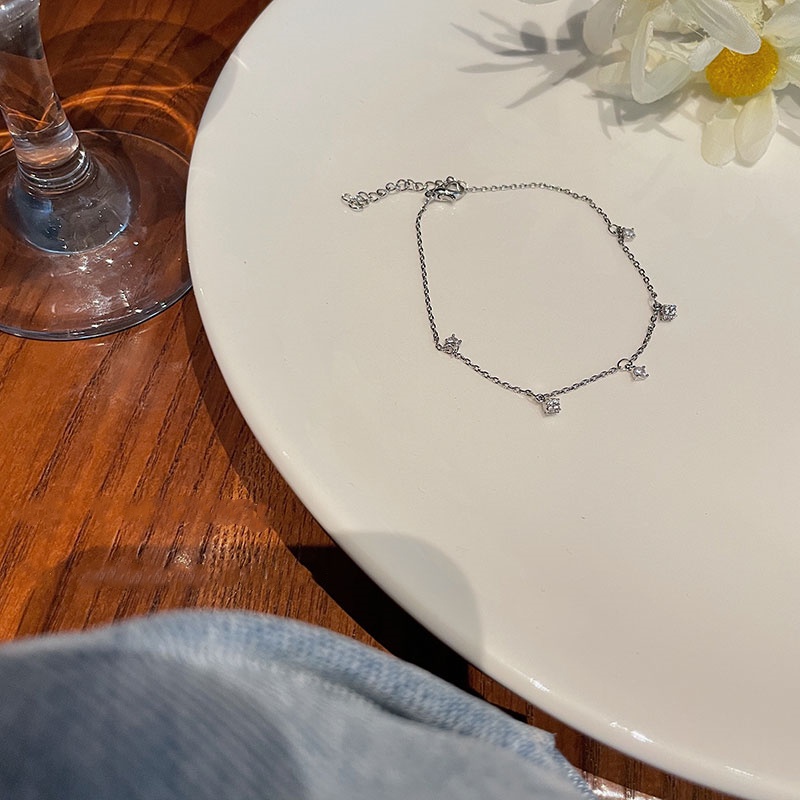 Vòng tay hạt tròn nhỏ đính đá zircon đơn giản nhẹ nhàng phong cách Hàn Quốc sang trọng cá tính dễ phối đồ cho nữ