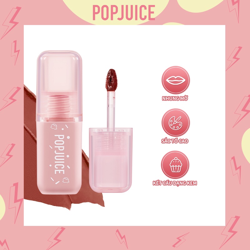 Son Kem POPJUICE Lì Cho Màu Mượt Mà Và Dưỡng Ẩm Môi Hiệu Popjuc