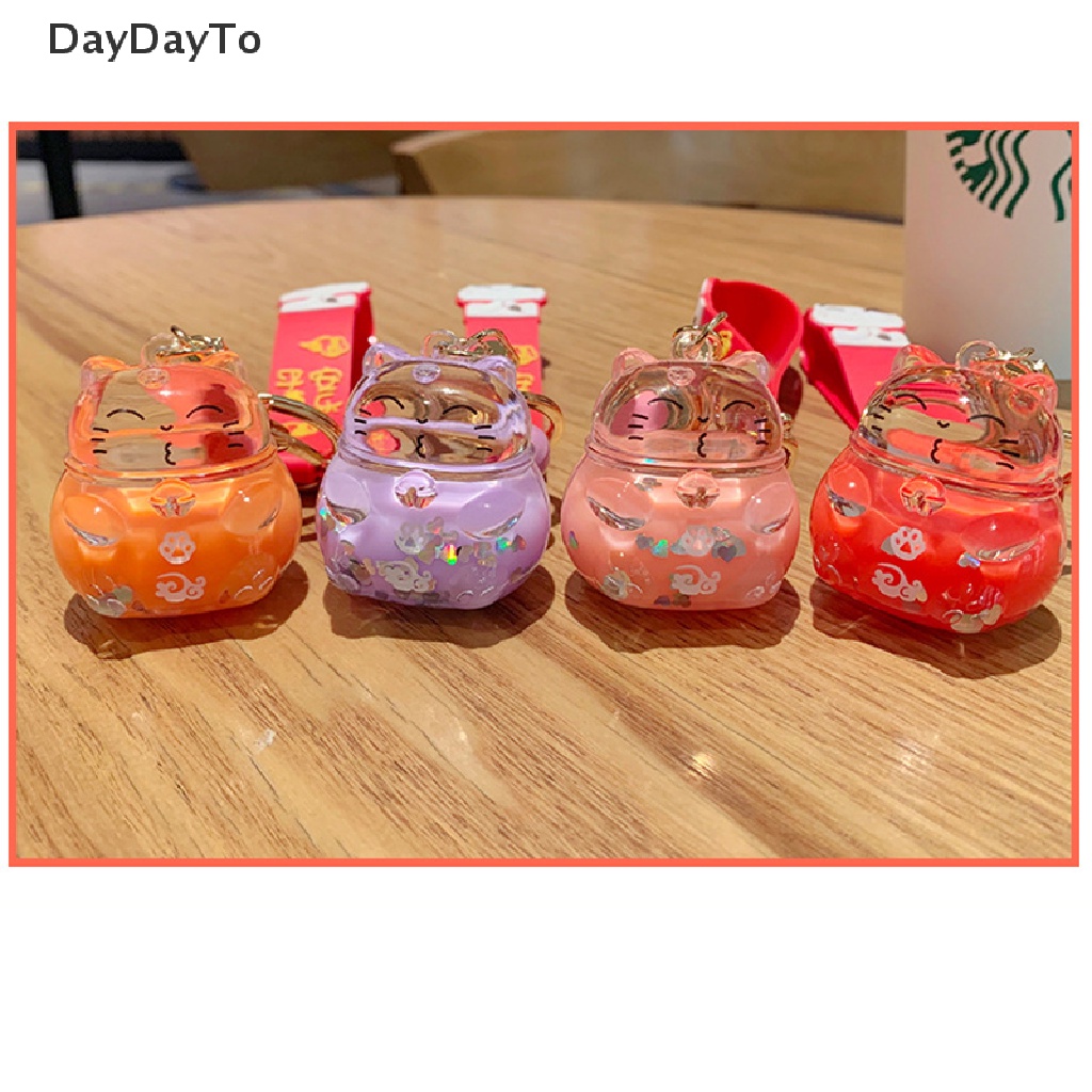 Móc Khóa Hình Mèo May Mắn Trong Suốt Bằng Acrylic