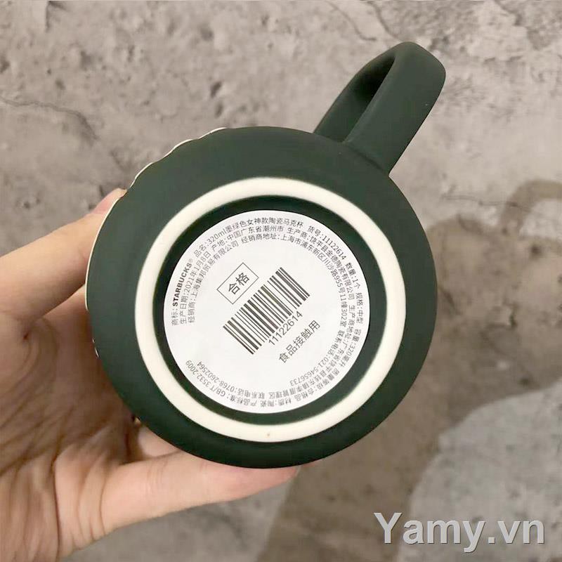 ☂☎♕Starbucks Cup 2021 Anniversary Classic Goddess Dark Green Ceramic Mug Simple Coffee 320