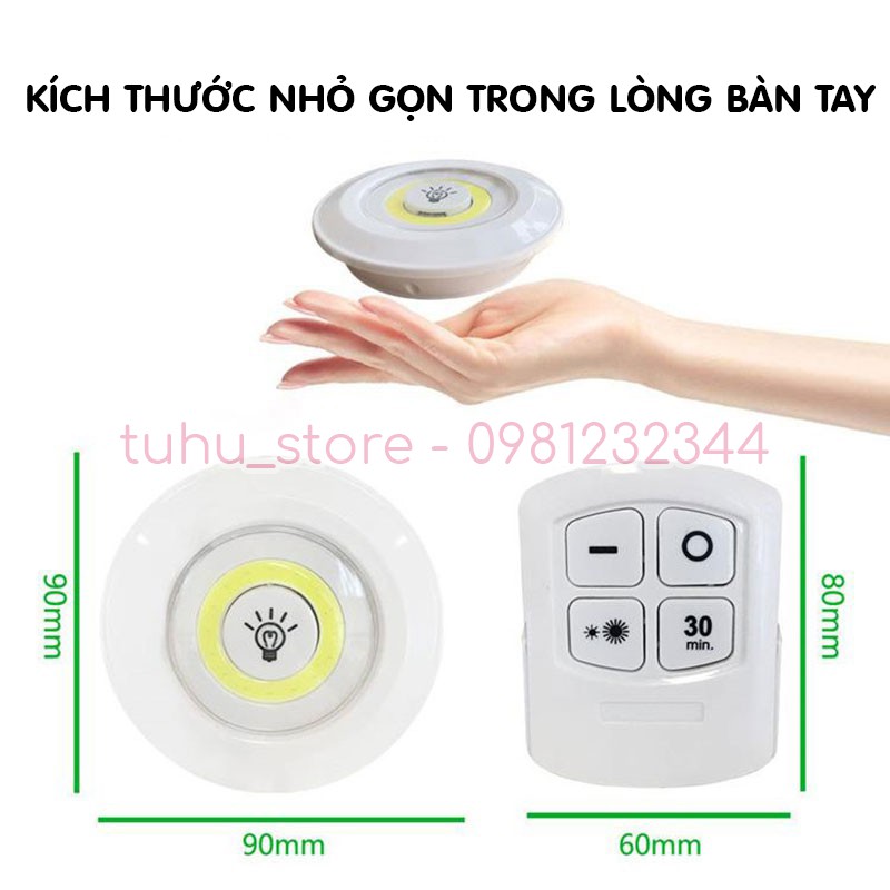 Bộ 3 đèn LED mini gắn tường tủ, có điều khiển từ xa, có chức năng hẹn giờ tắt