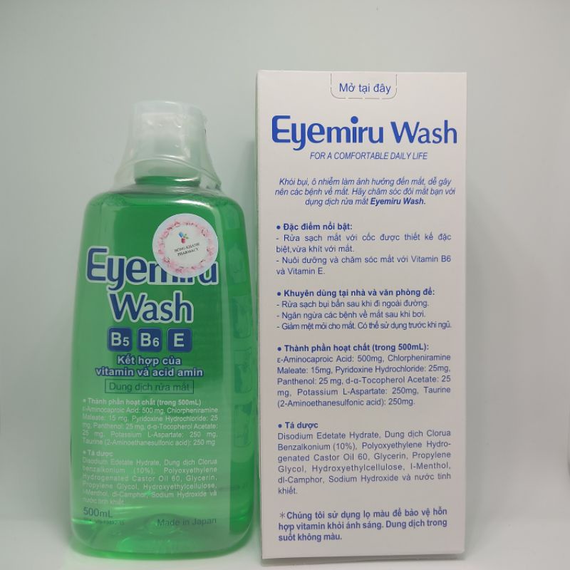 Eyemiru Wash 500Ml Nitto Medic dung dịch rửa mắt date mới nhất 2023