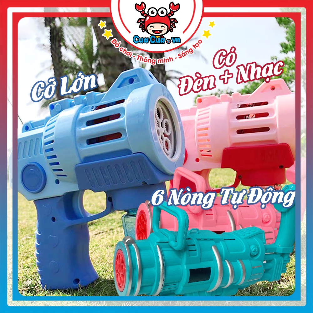 Súng Bắn Bong Bóng Xà Phòng 5 Nòng Có Đèn Có Nhạc, Máy Phun Thổi Bong Bóng Tự Động Dùng Pin - Đồ Chơi Trẻ Em CuaCua