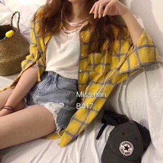 Sơ mi caro oversize
