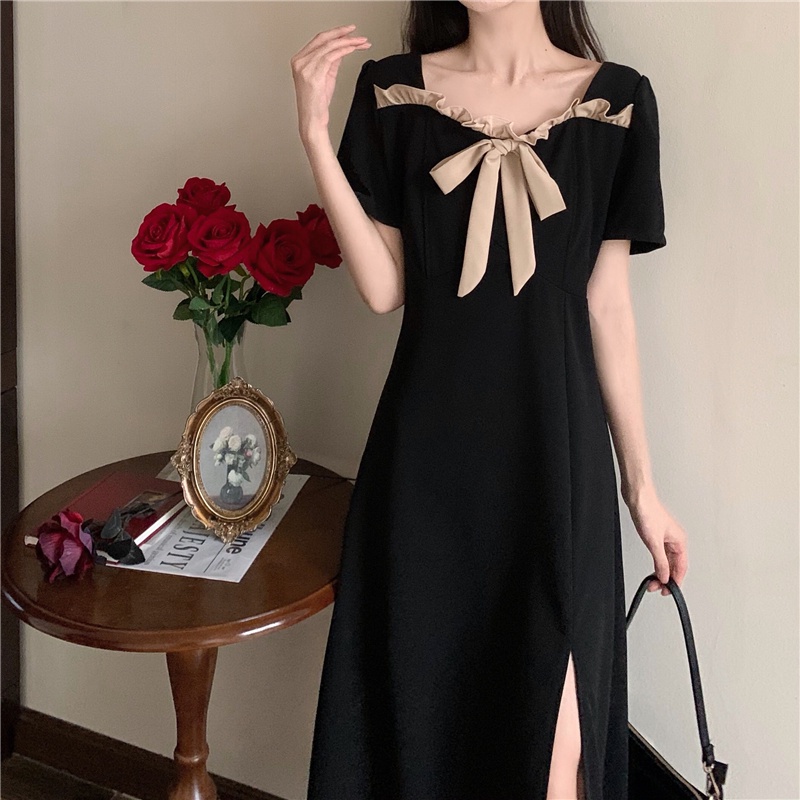 đầm dài đầm đen đầm midi váy xẻ tà váy nơ đầm cổ vuông đầm vintage váy tiểu thư sang chảnh đầm bigsize nữ váy nữ xinh váy đi chơi đầm đi tiệc đầm nữ