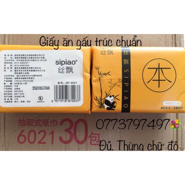 [Mã 267FMCGSALE giảm 8% đơn 500K] Giấy Ăn Gấu Trúc Sipiao dai thấm hút tốt