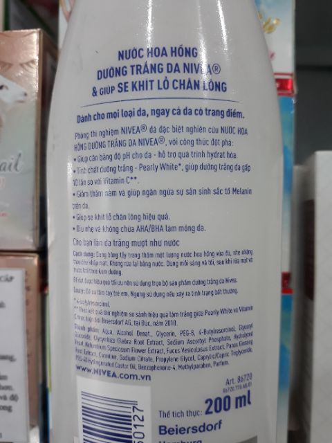 NƯỚC HOA HỒNG NIVEA EXTRA WHITE PORE MINIMISER TONER 200ml