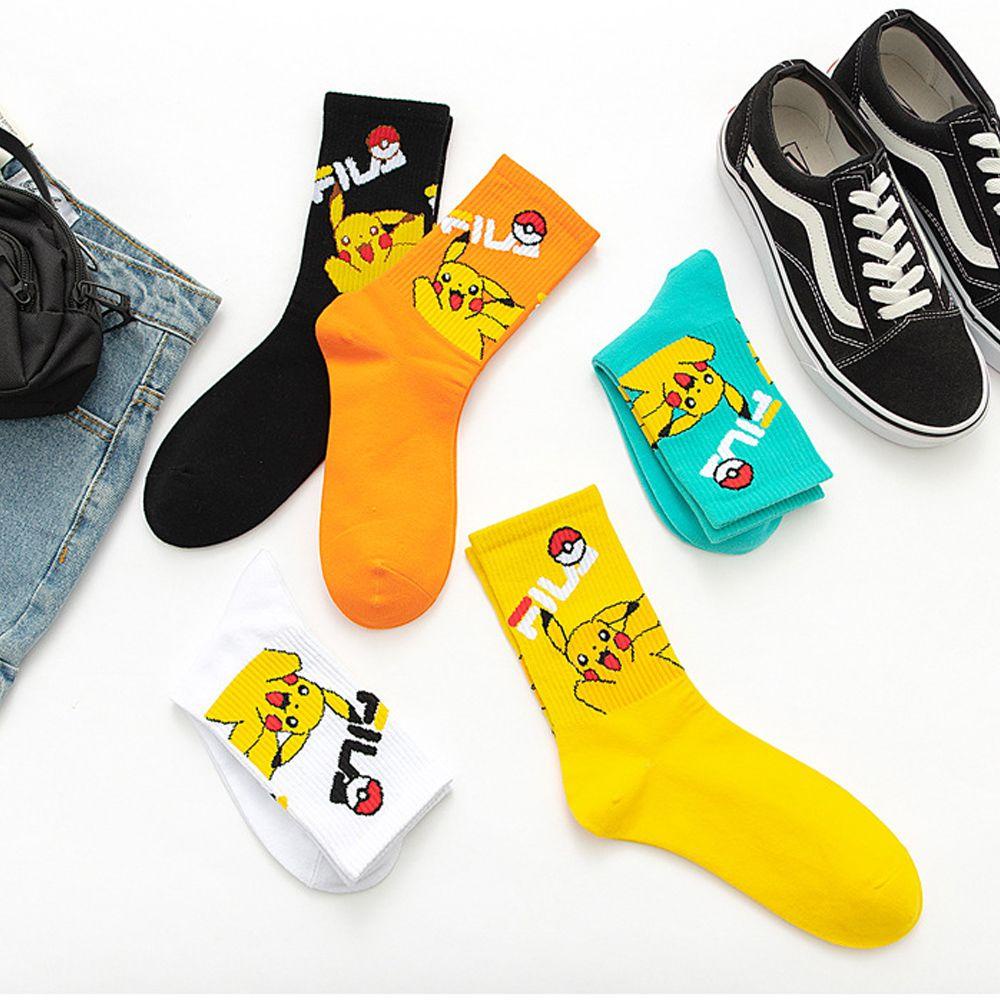 AROMA Đôi Vớ In Hình Pikachu Dễ Thương Cho Nam Và Nữ