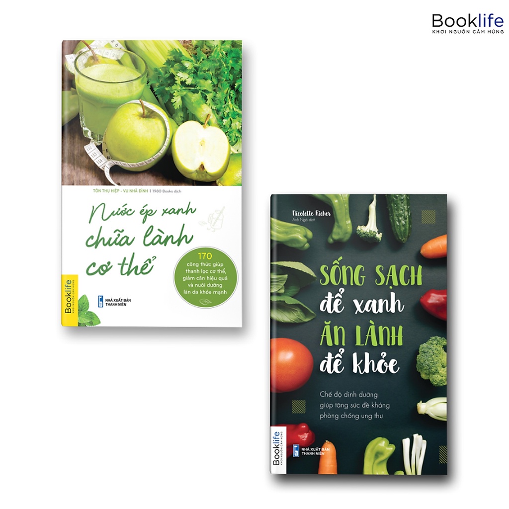 Sách -Combo 2 cuốn Nước ép xanh chữa lành cơ thể _ Sống sạch để xanh ăn lành để khỏe