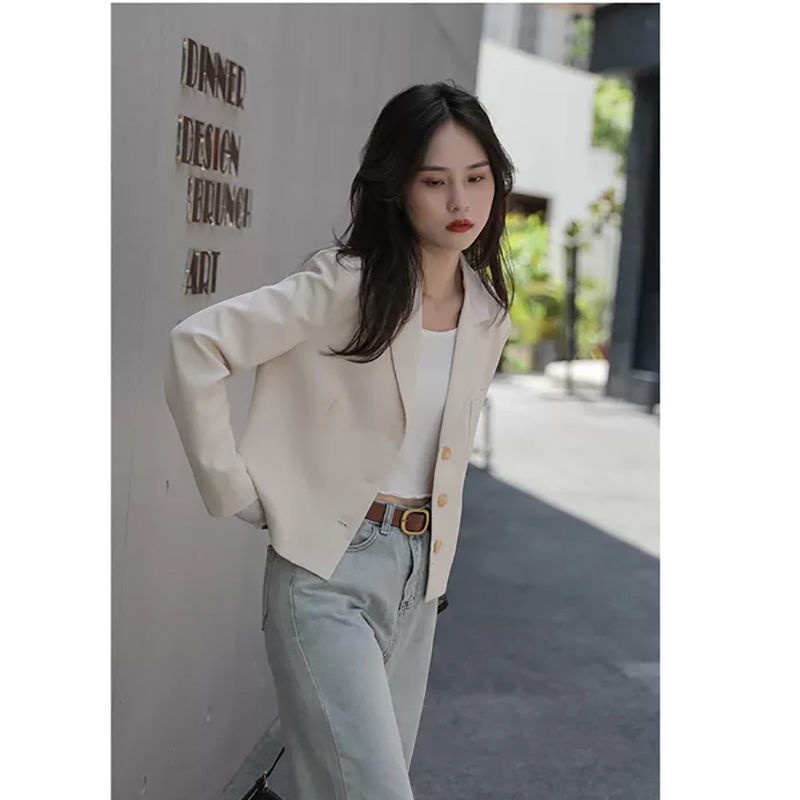 Áo Khoác Vest Tay Dài Dáng Ngắn Cho Nữ 1m45