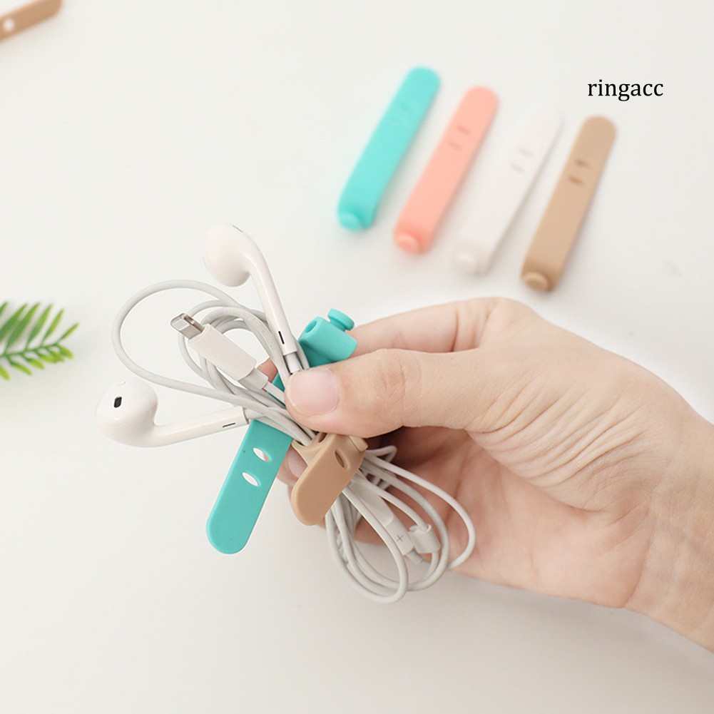 Set 4 Phụ Kiện Giữ Dây Cáp Gọn Gàng Tiện Lợi Bằng Silicon