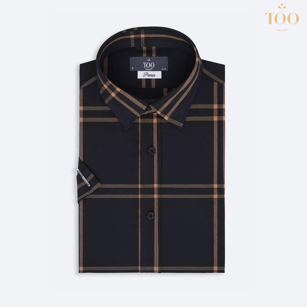 Áo sơ mi nam ngắn tay TQQ dáng Slim fit công sở ôm nhẹ K480CSC kẻ ô lịch thiệp và hiện đại