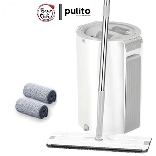 Cây lau nhà tự vắt chính hãng Pulito bộ lau nhà dạng tròn thông minh xoay 360