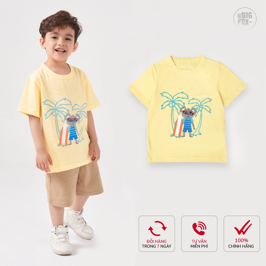 Áo bé trai cộc tay BIGFOX - MISS MEOW, áo phông cho bé mặc mùa hè chất liệu cotton size 3,4,5,6,7,8 tuổi QATE 03