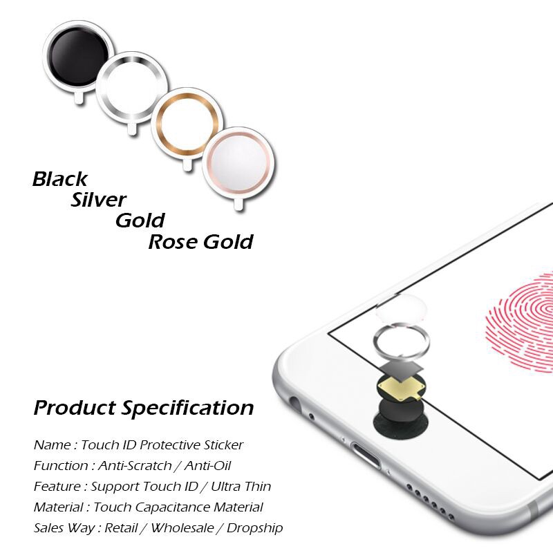 Miếng dán bảo vệ nút Home hỗ trợ Touch ID dành cho iPhone 5/5s/SE/6/6s/6p/6sp/7/8/7p/8p/X/iPad Pro/Air 2