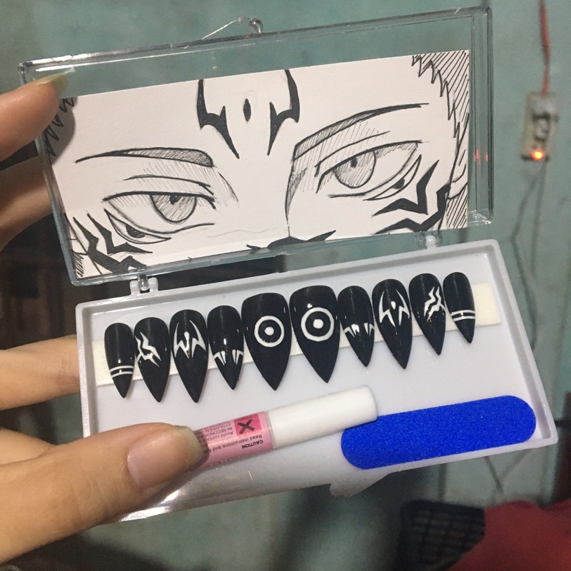 Nail Box Anime Sukuna Ryoumen Jujutsu Kaisen Móng úp thiết kế theo yêu cầu (Ib shop để đặt size)