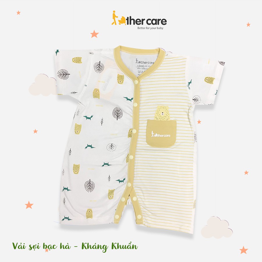 [Mã BMBAU50 giảm 50K đơn 150K] Body sơ sinh FatherCare Cài giữa Cộc tay - Gấu và Cáo (Họa tiết - Kẻ) FC785