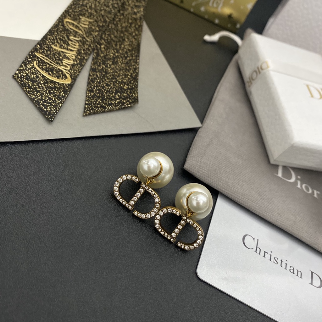 Dor 2023 kim cương CD bông tai ngọc trai Retro khuyên tai nữ