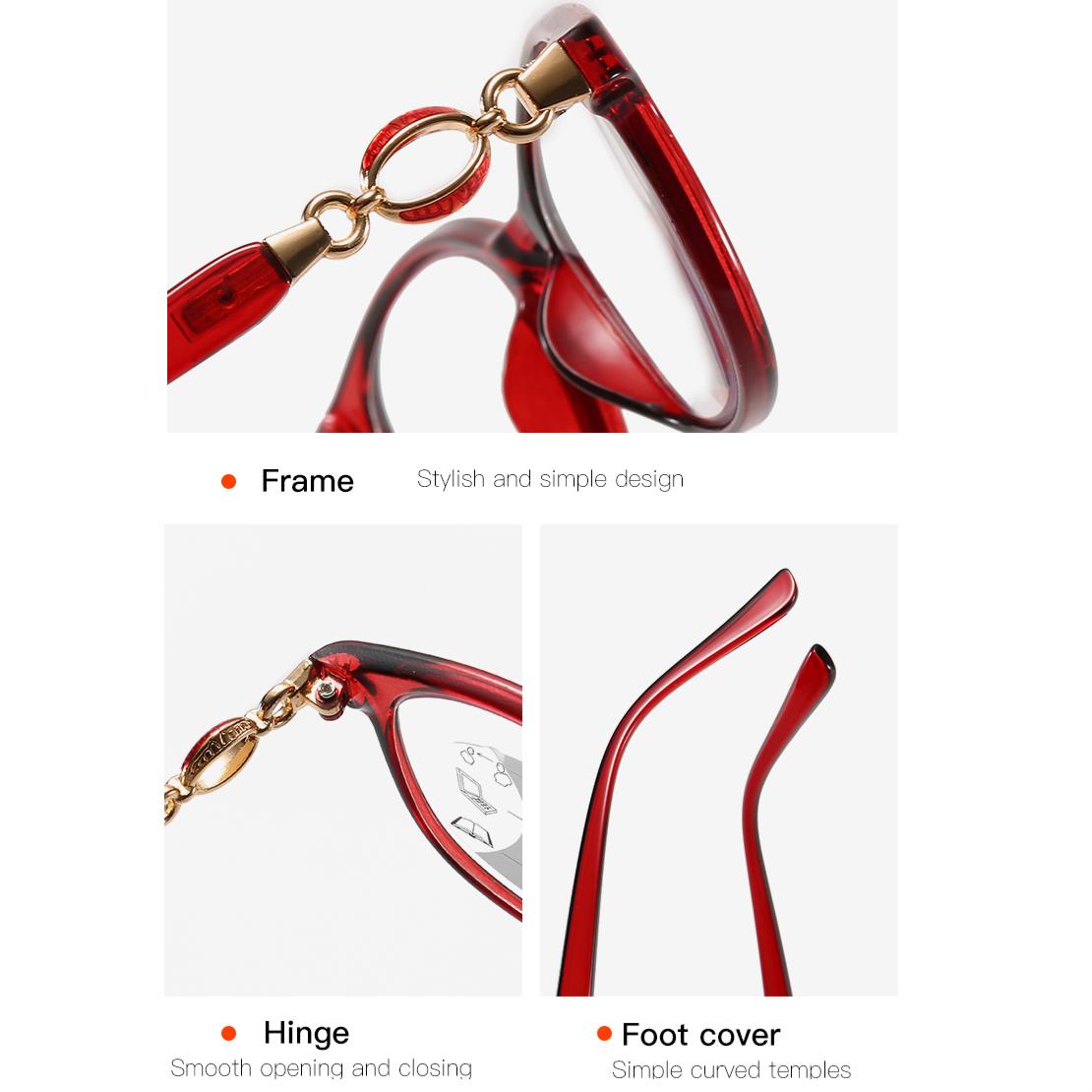 Kính Đọc Sách+100 Thông Minh Phóng To Chống Ánh Sáng Xanh Cho Nữ°,+150°,+200°,+250°,+300°,+350°