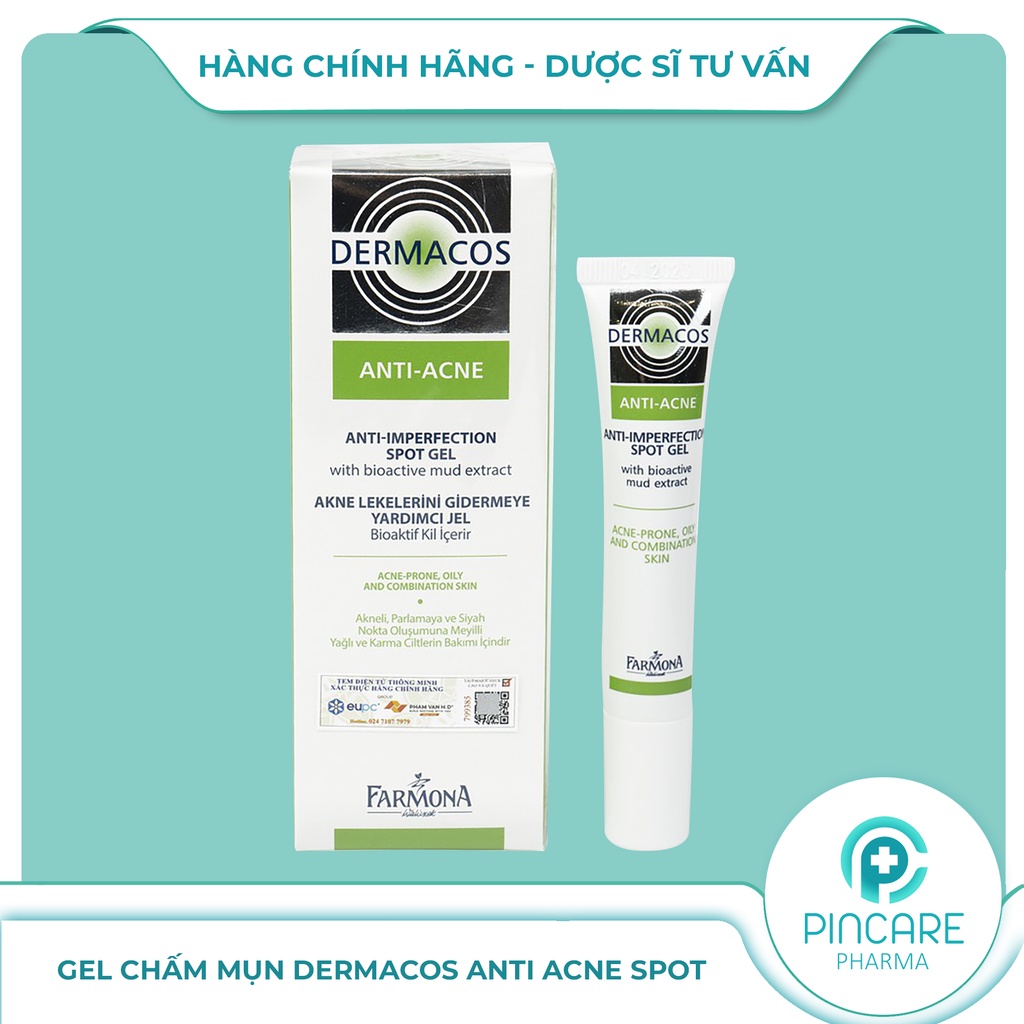 Gel chấm mụn giảm viêm Dermacos Anti Acne Anti Imperfection Spot Gel 15ml - Hàng chính hãng - Nhà thuốc PinCare