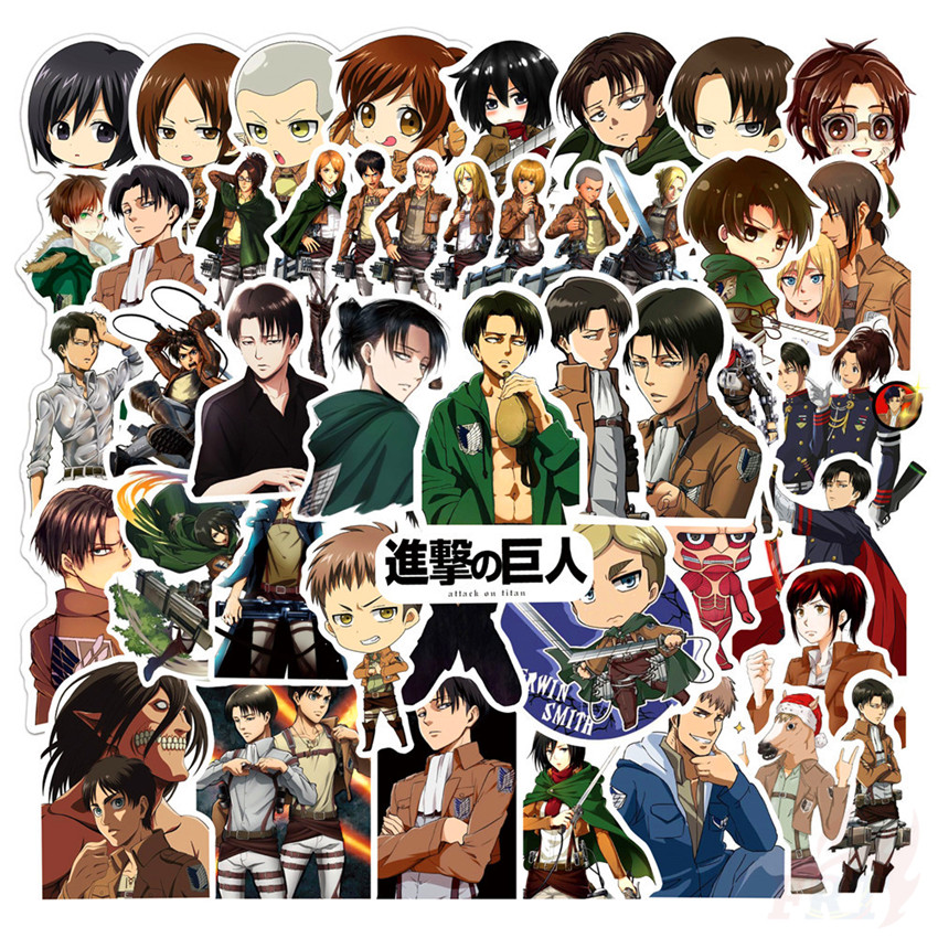 ❉ Attack on Titan - Series 01 Anime Stickers ❉ 50Pcs/Set Eren Mikasa Ackerman Armin Arlert Levi Waterproof DIY Fashion Decals Doodle Stickers