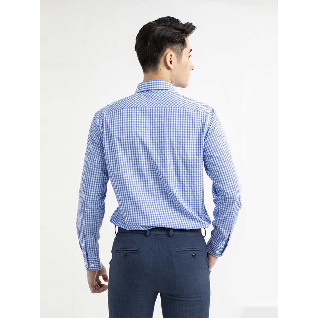 Áo sơ mi dài tay ARISTINO dáng suông nhẹ thoải mái kết hợp họa tiết kẻ caro xanh nổi bật, tinh tế - ALS16601