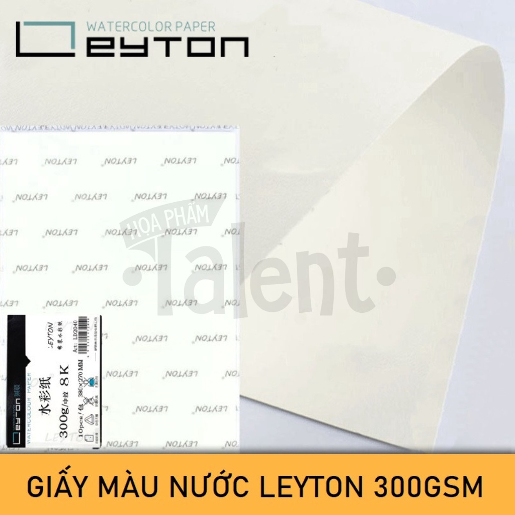 - Giấy vẽ màu nước LEYTON - XẤP 5 TỜ - 100% cotton 300gsm