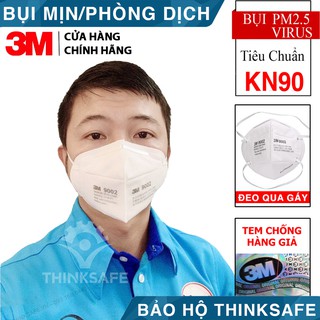 Khẩu trang chính hãng 3M 9002 KN90 lọc bụi mịn-Khẩu trang thiết kế 3D 4 lớp cho độ kín khít-Bảo Hộ Thinksafe