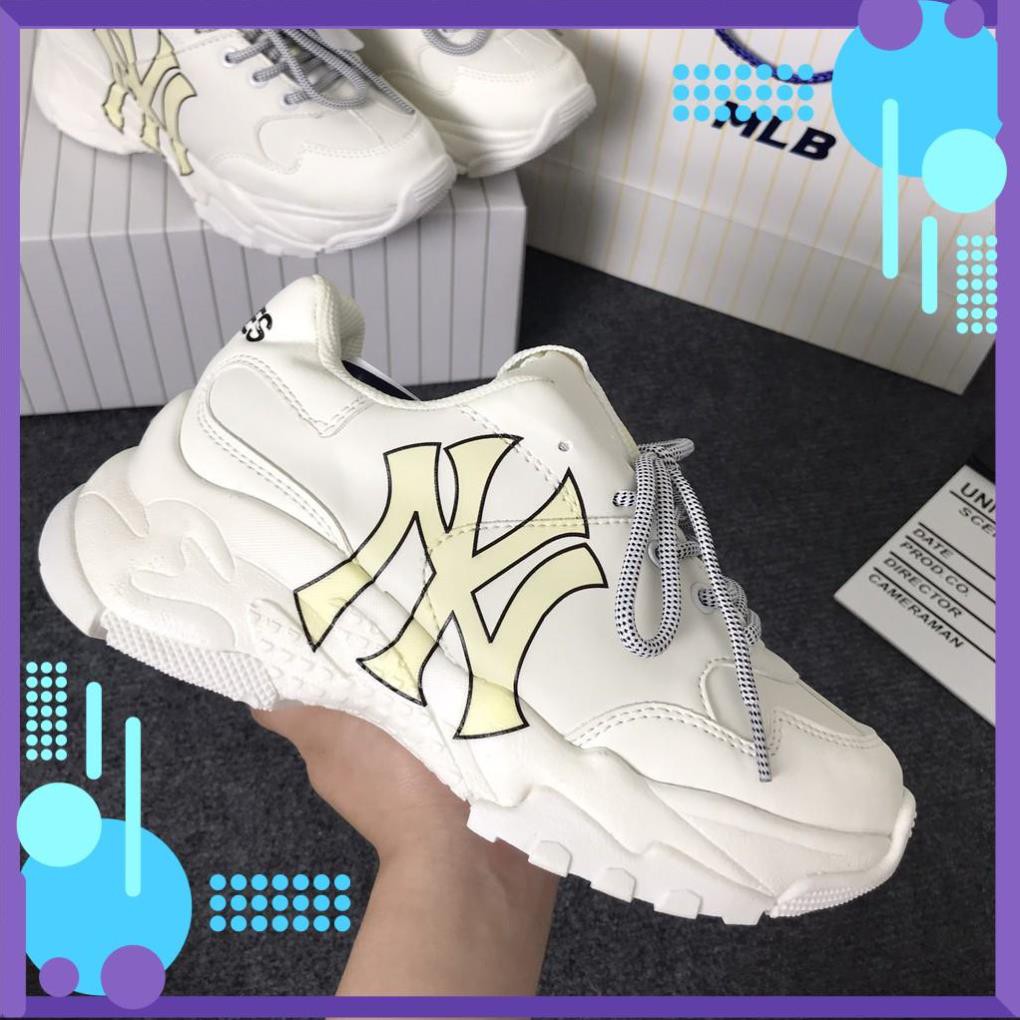 Giày sneaker MLb NY vàng, Giày Thể Thao Mlb NY đế cao hot trend 2021 full size (36-43)