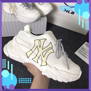 Giày sneaker MLb NY vàng, Giày Thể Thao Mlb NY đế cao hot trend 2021 full size (36-43)