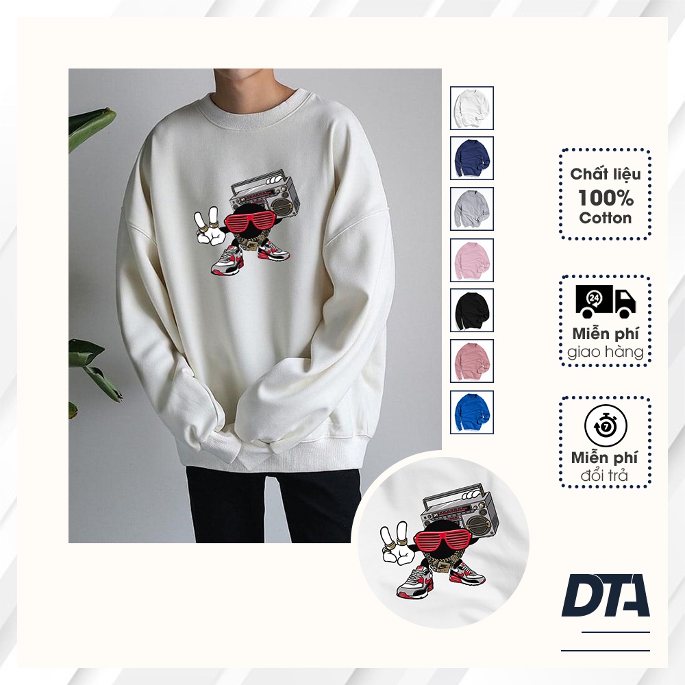 Áo Sweater DTA Fashion Bigsize(45-100kg) Phong Cách Unisex Cho Cả Nam Và Nữ Chất Liệu Nỉ Cotton Thương Hiệu Local Brand