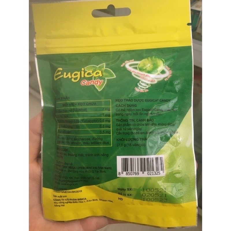 Kẹo ngậm ho thảo dược EUGICA CANDY [Túi 15 viên] - thương hiệu từ Thái Lan