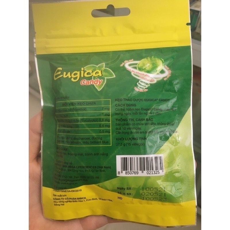 Kẹo ngậm ho thảo dược EUGICA CANDY [Túi 15 viên] - thương hiệu từ Thái Lan