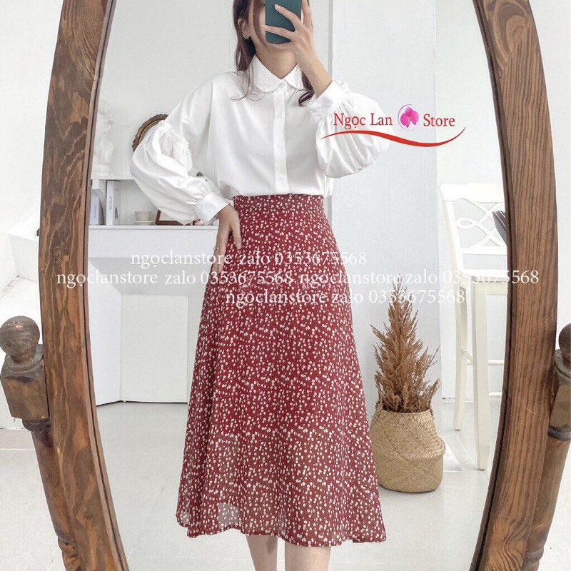 chân váy họa tiết hoa nhí 2 lớp siêu xinh | BigBuy360 - bigbuy360.vn