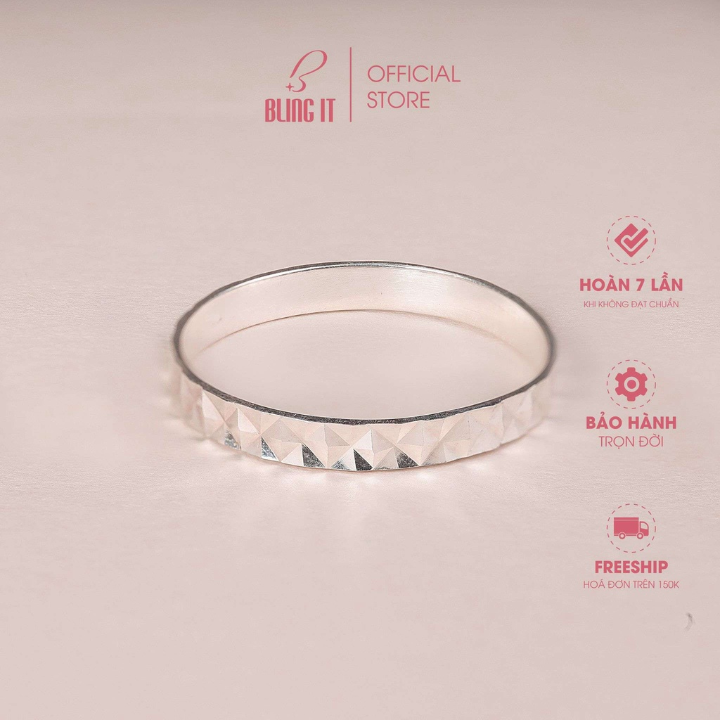 Nhẫn Bạc 925 BLING IT Tròn Basic Vân Đường Cắt Laser Độc Đáo - BIN301