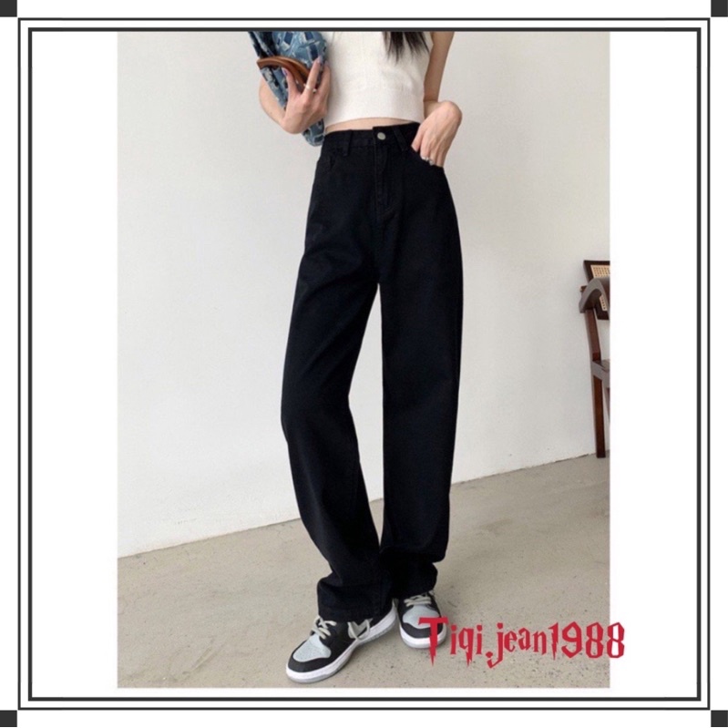 [kèm ảnh thật] Quần suông đen ống rộng, chất jean mềm từ tiqi.jean1988